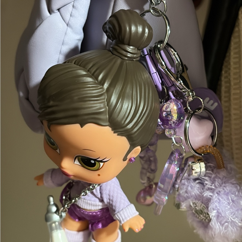 Stylish Doll Keychain with Purple Outfit